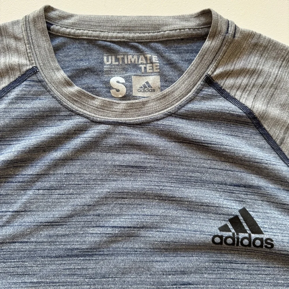 Adidas - Crew Neck Short Sleeve Two Tone Tee in Blue and Gray